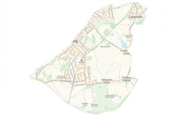 Epping East Map of Epping East ward showing place names and principal roads
